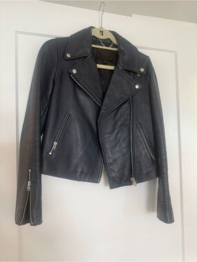J CREW NAVY Leather Moto Jacket - Women's